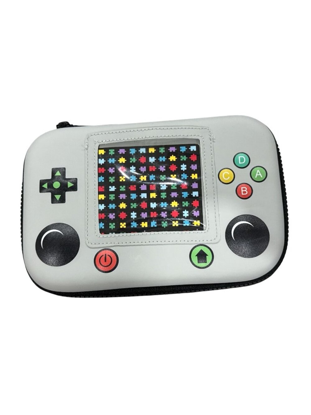 Video Game Controller Shape Pencil Case Zip Up Gray